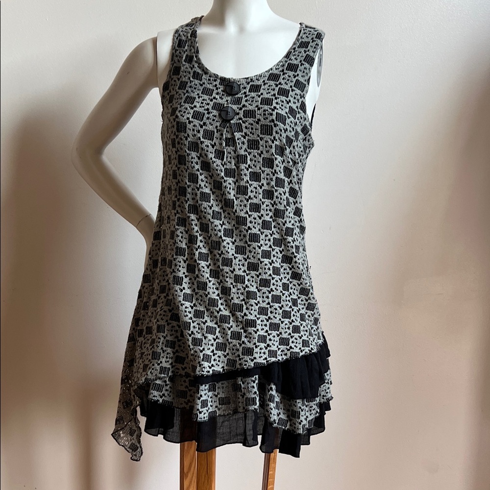 Lily logenlook tunic dress asymmetrical Black and Gray Dress